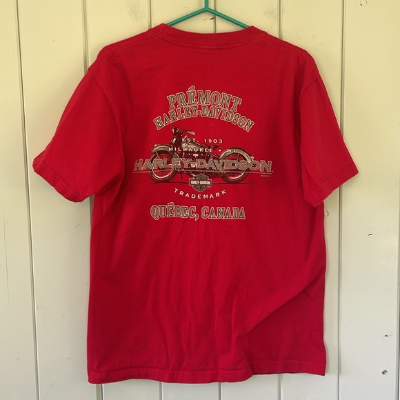 Vintage Harley Davidson Tee T-shirt Red 2004 Premont, Quebec Size Large - Picture 4 of 7